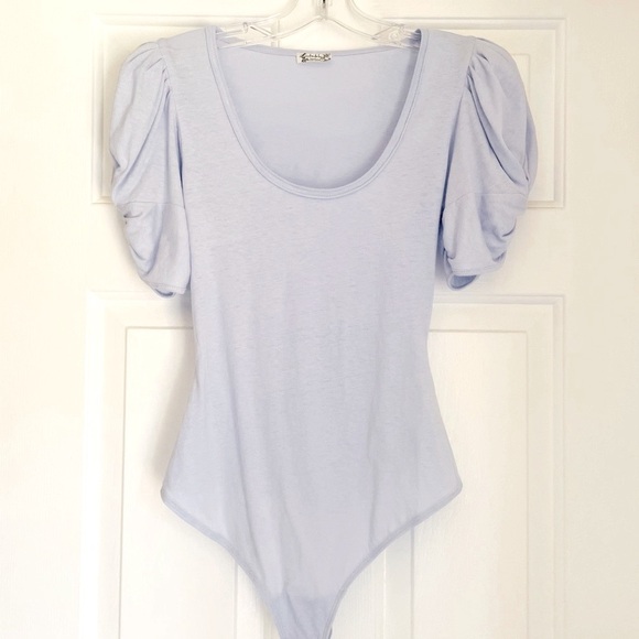 NEW Free People Ava Bodysuit Blue Puff Sleeves XS NWOT Intimately - Picture 4 of 8